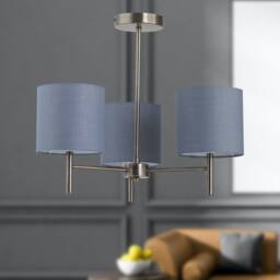 First Choice Lighting Set of 2 Brea - Antique Brass 3 Light Fittings with Grey Cotton Shades in Gold - thumbnail 4