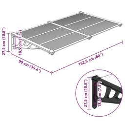 Berkfield Home Door Canopy Black & Transparent 152.5x90 cm Polycarbonate in Clear - thumbnail 6