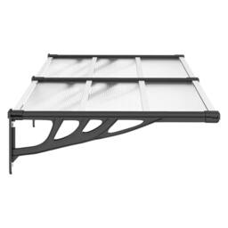Berkfield Home Door Canopy Black & Transparent 152.5x90 cm Polycarbonate in Clear - thumbnail 4