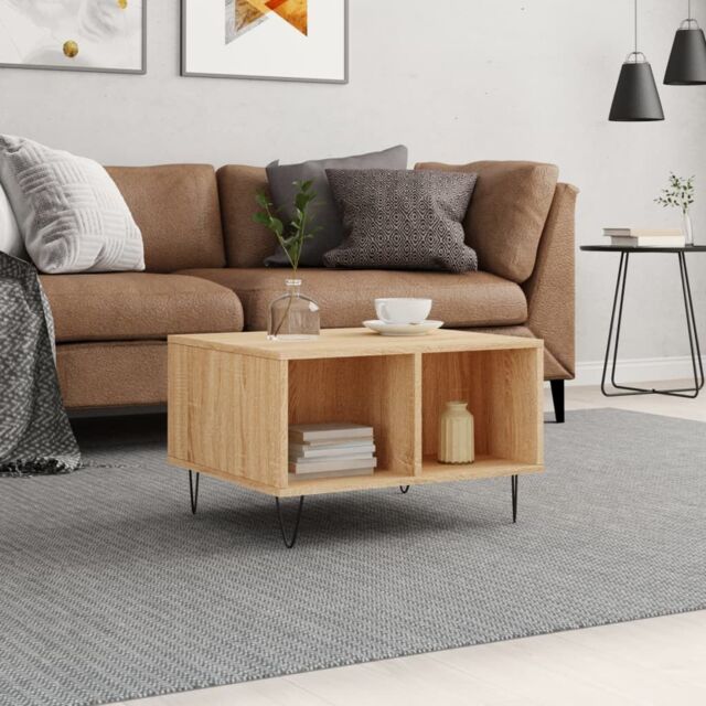 Berkfield Home Coffee Table Sonoma Oak 60x50x36.5 cm Engineered Wood in Brown - image 1