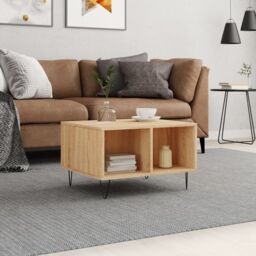 Berkfield Home Coffee Table Sonoma Oak 60x50x36.5 cm Engineered Wood in Brown - thumbnail 1