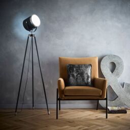 K LIVING Black Tripod Table Lamp or Floor Lamp Projector style Spot light with a Diffuser Face & Satin Nickel Rim - thumbnail 2