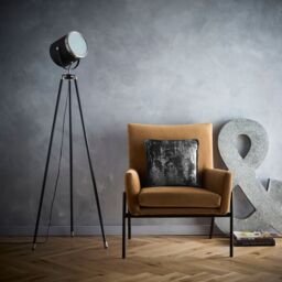 K LIVING Black Tripod Table Lamp or Floor Lamp Projector style Spot light with a Diffuser Face & Satin Nickel Rim