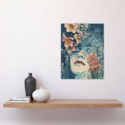 "Artery8 Wall Art Print in Pink Daffodils Boho Hippy Soft Narcissus Poster in Blue - Size: W18"" x H24""" - thumbnail 4