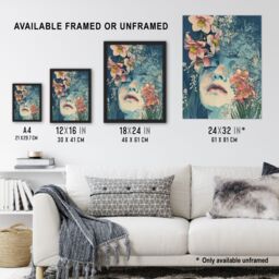 "Artery8 Wall Art Print in Pink Daffodils Boho Hippy Soft Narcissus Poster in Blue - Size: W18"" x H24""" - thumbnail 3