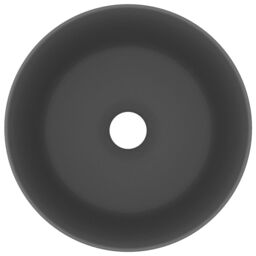 Berkfield Home Luxury Wash Basin Round Matt Dark Grey 40x15 cm Ceramic - thumbnail 3