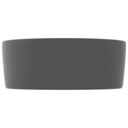 Berkfield Home Luxury Wash Basin Round Matt Dark Grey 40x15 cm Ceramic - thumbnail 4