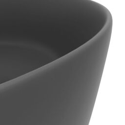 Berkfield Home Luxury Wash Basin Round Matt Dark Grey 40x15 cm Ceramic - thumbnail 5