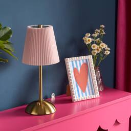 OHS Pleated Bedside Lamp LED Rechargeable Cordless Night Light in Pink - thumbnail 2