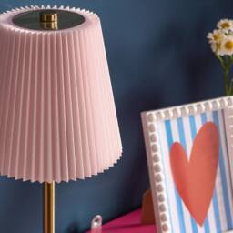 OHS Pleated Bedside Lamp LED Rechargeable Cordless Night Light in Pink - thumbnail 3