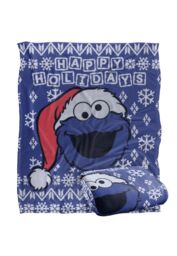 Sesame Street Cookie Monster Ugly Christmas Sweater Silky Touch Super Soft Throw Blanket 152 X 127 cm in White - thumbnail 2