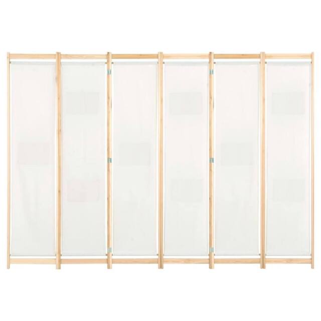 Berkfield Home 6-Panel Room Divider Cream 240x170x4 cm Fabric - Size: 240 x 170 x 4 cm - image 1