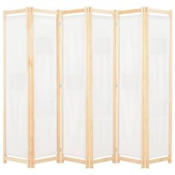 Berkfield Home 6-Panel Room Divider Cream 240x170x4 cm Fabric - Size: 240 x 170 x 4 cm - thumbnail 2