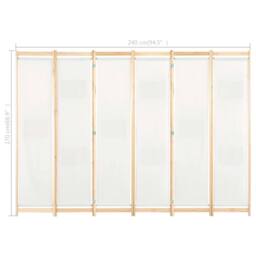 Berkfield Home 6-Panel Room Divider Cream 240x170x4 cm Fabric - Size: 240 x 170 x 4 cm - thumbnail 8