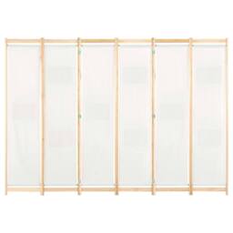 Berkfield Home 6-Panel Room Divider Cream 240x170x4 cm Fabric - Size: 240 x 170 x 4 cm - thumbnail 1