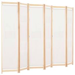 Berkfield Home 6-Panel Room Divider Cream 240x170x4 cm Fabric - Size: 240 x 170 x 4 cm - thumbnail 3