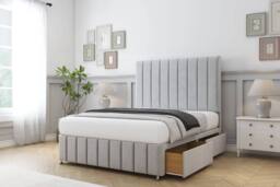 "Comfort Beds Sara Plush Divan Set 4 Drawers-54"" Headboard-Footboard in Silver - Size: Double" - thumbnail 2