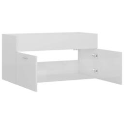 Berkfield Home Sink Cabinet High Gloss White 90x38.5x46 cm Engineered Wood - thumbnail 7