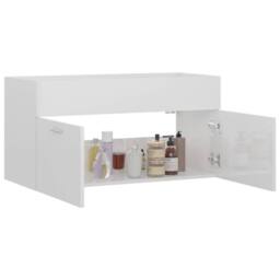 Berkfield Home Sink Cabinet High Gloss White 90x38.5x46 cm Engineered Wood - thumbnail 4