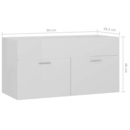 Berkfield Home Sink Cabinet High Gloss White 90x38.5x46 cm Engineered Wood - thumbnail 8