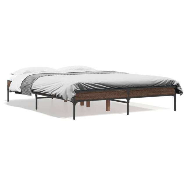 Berkfield Home Bed Frame without Mattress Brown Oak 135x190 cm Double - image 1