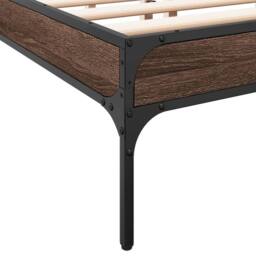 Berkfield Home Bed Frame without Mattress Brown Oak 135x190 cm Double - thumbnail 7