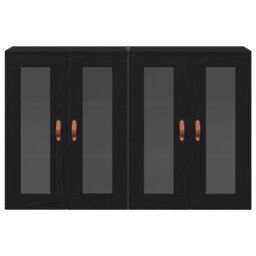 Berkfield Home Wall Mounted Cabinet Set of 2 Black oak Solid wood, glass - thumbnail 6