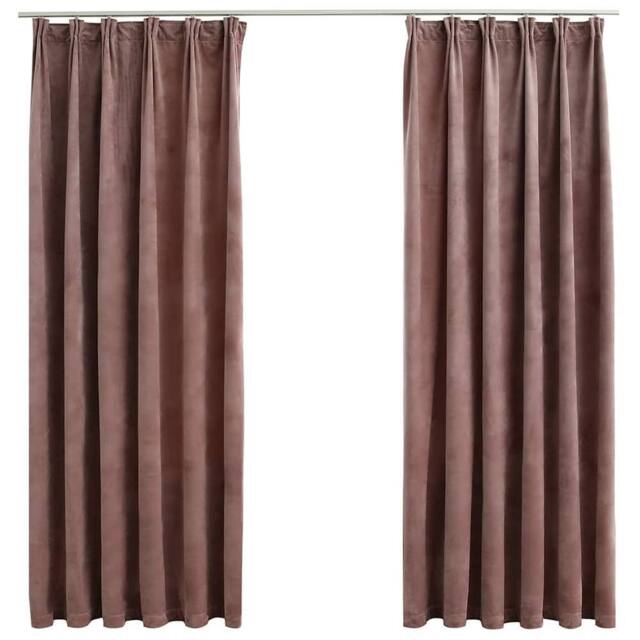 Berkfield Home Blackout Curtains 2pcs with Hooks Velvet Antique Pink 140x175cm - Size: 140x175 cm - image 1