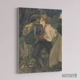 "Artery8 La Chienne Au Loup Painting Steinlen Canvas Wall Art Print - Size: W18"" x H24""" - thumbnail 2