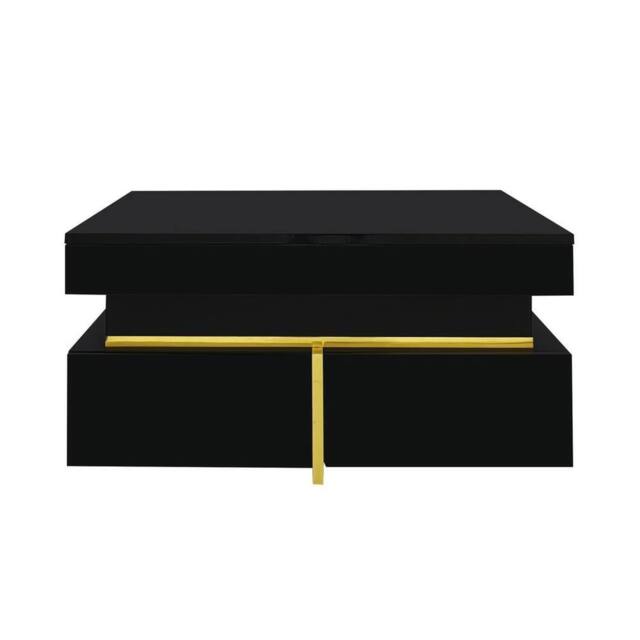 VOGREX Black Square Coffee Table with 2 Drawers - image 1