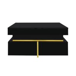 VOGREX Black Square Coffee Table with 2 Drawers