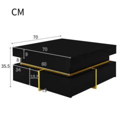 VOGREX Black Square Coffee Table with 2 Drawers - thumbnail 3