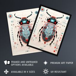 Artery8 Wall Art Print Dung Beetle Robot Hybrid Secret Military Schematic Blue Futuristic Complex Arcane Manuscript Gift For Him Man Cave Poster - thumbnail 2