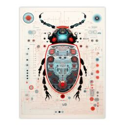 Artery8 Wall Art Print Dung Beetle Robot Hybrid Secret Military Schematic Blue Futuristic Complex Arcane Manuscript Gift For Him Man Cave Poster - thumbnail 1