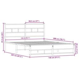 Berkfield Home Metal Bed Frame without Mattress Smoked Oak 140x200 cm in Brown - thumbnail 9