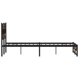 Berkfield Home Metal Bed Frame without Mattress Smoked Oak 140x200 cm in Brown - thumbnail 5