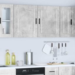 Berkfield Home Kitchen Wall Cabinets 2 pcs¬†Porto Concrete Grey Engineered Wood in Brown - thumbnail 4