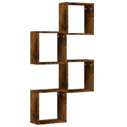 Berkfield Home Wall Cube Shelves 4 pcs Smoked Oak 30x15x30 cm in Brown - Size: 30 x 15 x 30 cm - thumbnail 4