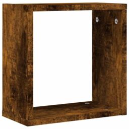Berkfield Home Wall Cube Shelves 4 pcs Smoked Oak 30x15x30 cm in Brown - Size: 30 x 15 x 30 cm - thumbnail 5