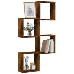 Berkfield Home Wall Cube Shelves 4 pcs Smoked Oak 30x15x30 cm in Brown - Size: 30 x 15 x 30 cm - thumbnail 1