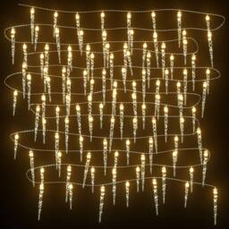 Berkfield Home Festive Christmas Icicle Light 100 LEDs Warm White 10 m Acrylic PVC