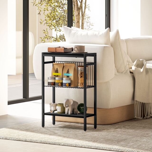 HOMCOM Side Table with Storage, Small Table for Living Room, Bedroom in Black - image 1