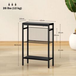 HOMCOM Side Table with Storage, Small Table for Living Room, Bedroom in Black - thumbnail 3