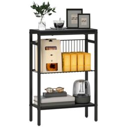 HOMCOM Side Table with Storage, Small Table for Living Room, Bedroom in Black - thumbnail 2