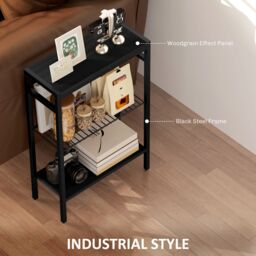 HOMCOM Side Table with Storage, Small Table for Living Room, Bedroom in Black - thumbnail 6