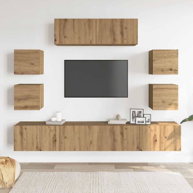 Berkfield Home Classic 7 Piece TV Cabinet Set Wall-mounted Artisan Oak Engineere - image 1