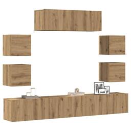 Berkfield Home Classic 7 Piece TV Cabinet Set Wall-mounted Artisan Oak Engineere - thumbnail 2