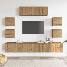Berkfield Home Classic 7 Piece TV Cabinet Set Wall-mounted Artisan Oak Engineere - thumbnail 1
