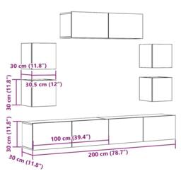Berkfield Home Classic 7 Piece TV Cabinet Set Wall-mounted Artisan Oak Engineere - thumbnail 9
