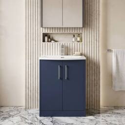Balterley Winshill Contemporary 2 Door Vanity Basin Unit, Dark Blue, 600mm in Blue - thumbnail 6